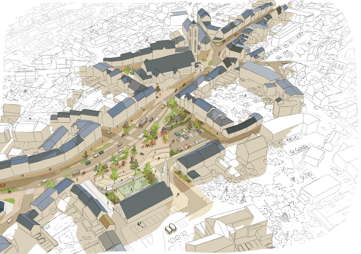 plan vu de dessus du quartier de Guipavas