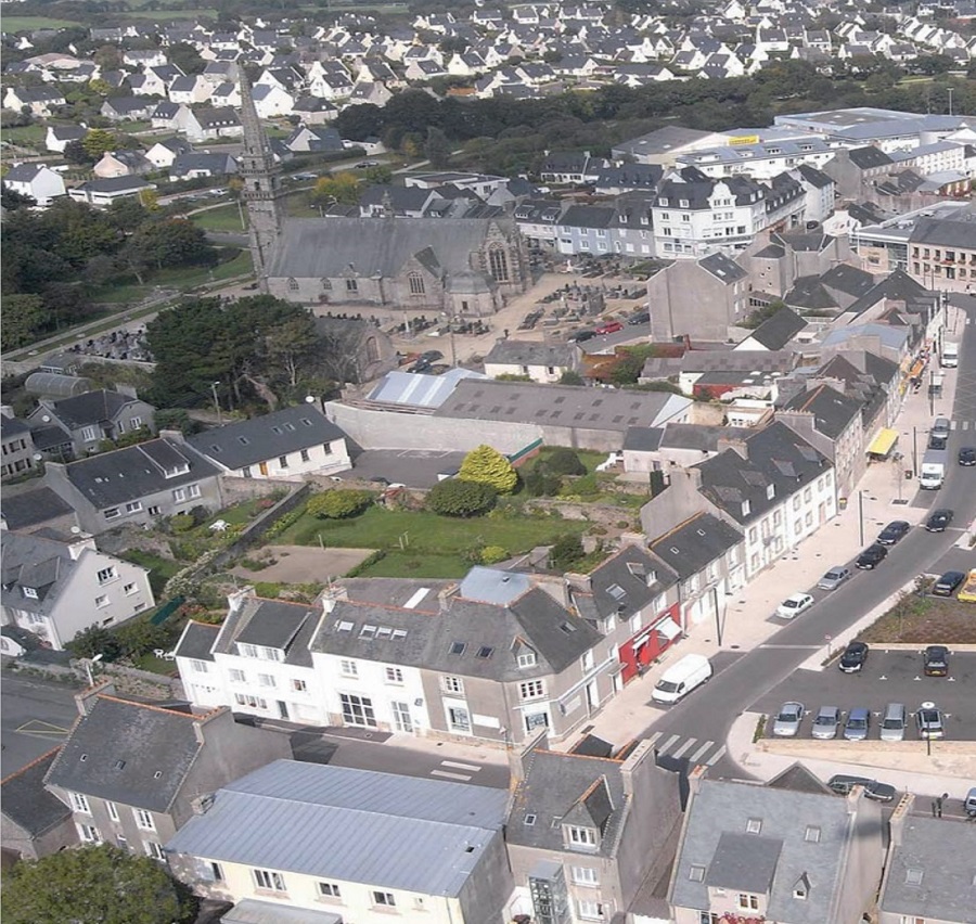 vue du dessus d'un quartier avec des maisons