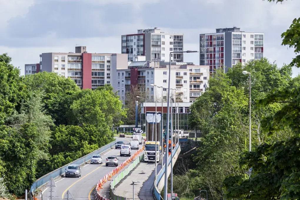 vue sur les travaux du pont de la villeneuve