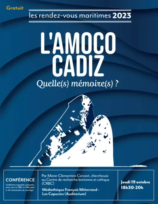 Une affiche présentant un bateau qui coule.