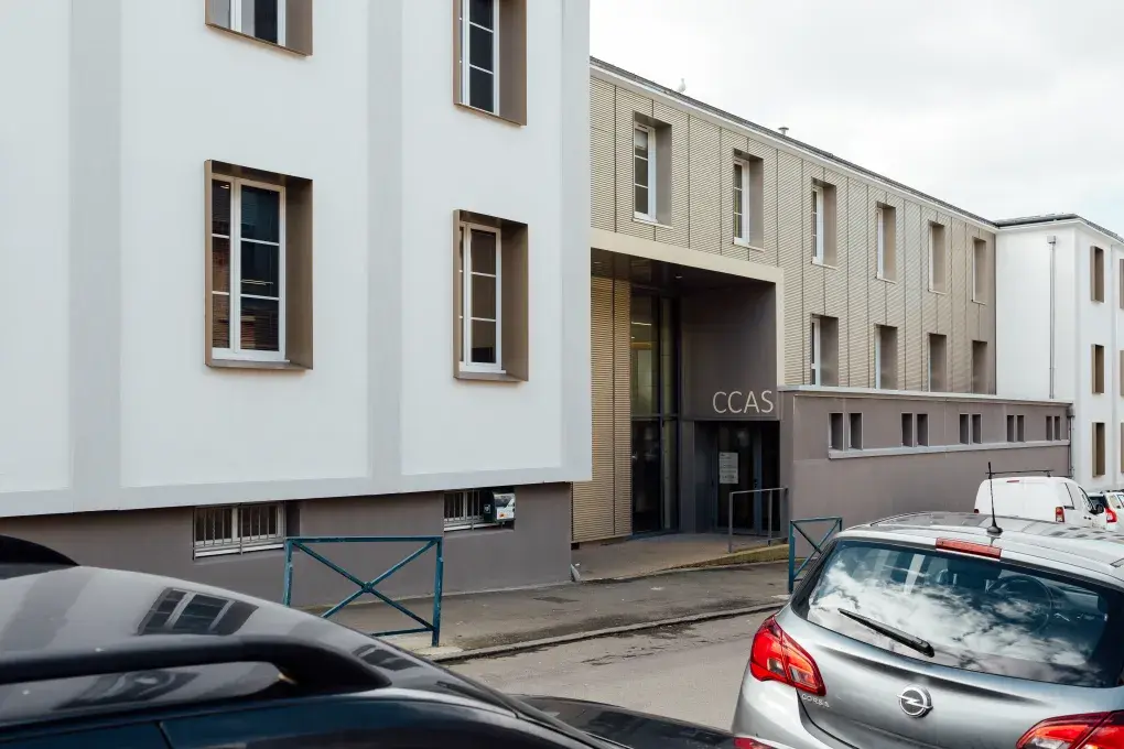 Vue extérieure du nouveau bâtiment du CCAS de la ville de Brest. 