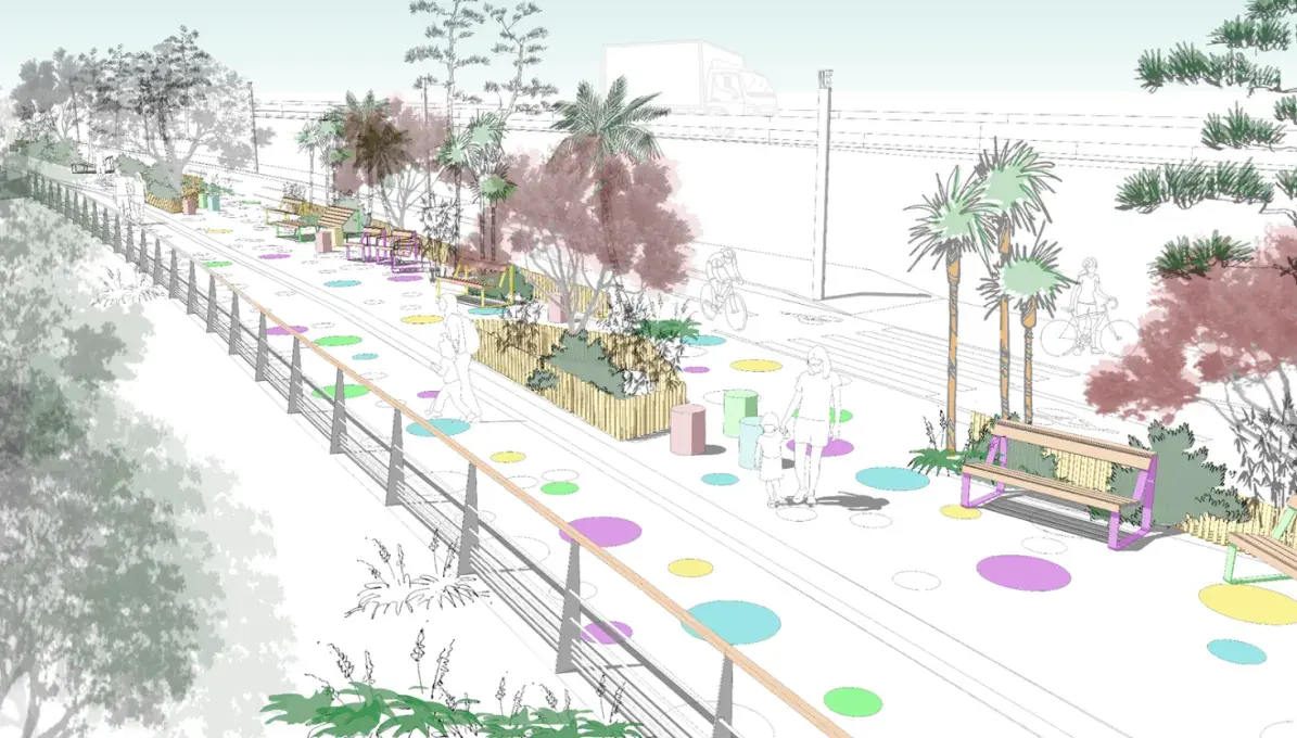 Projection numérique de la future promenade paysagère de Palaren