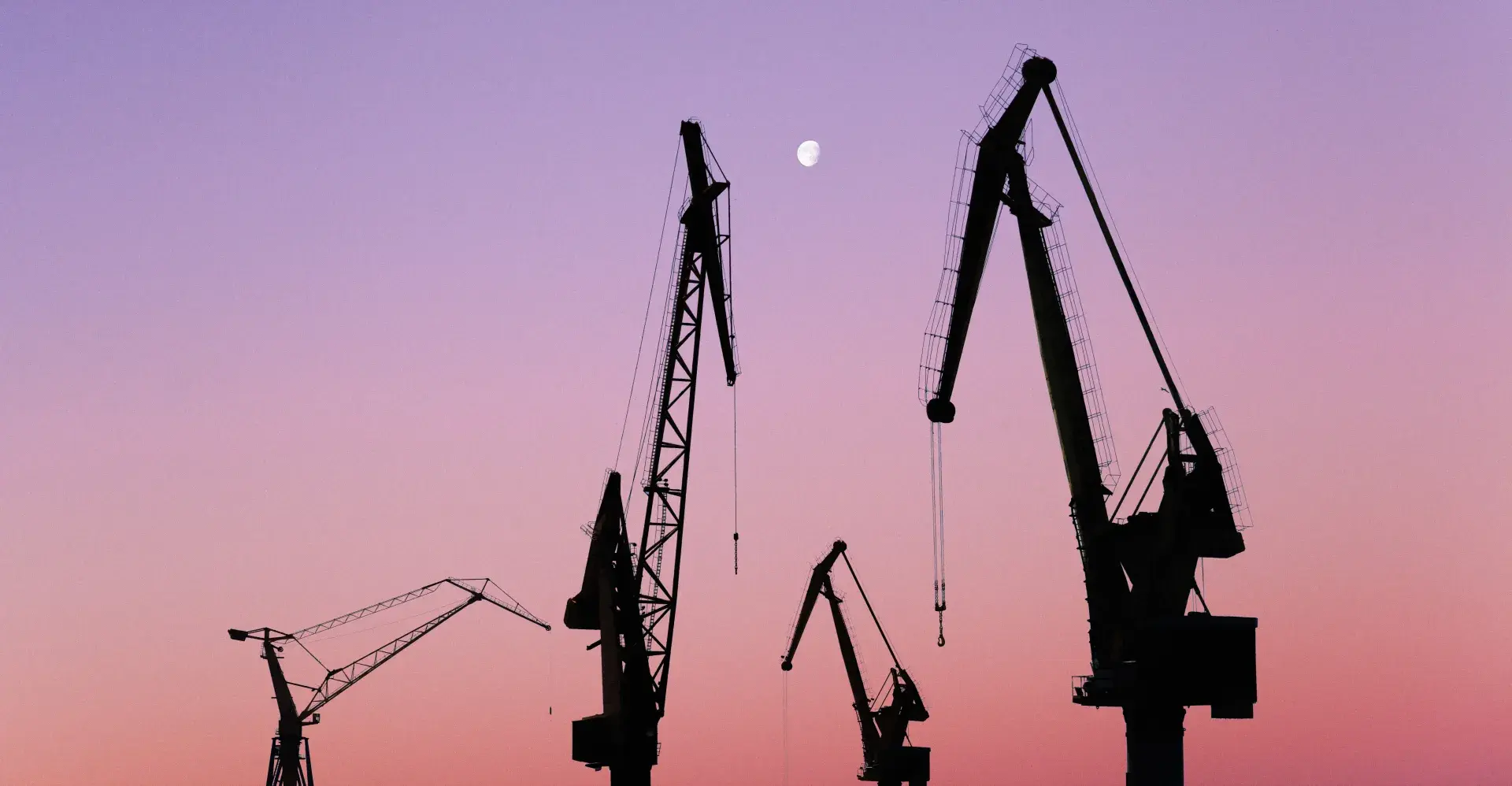 Grues du port de commerce au petit matin