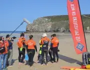 Tournage d'un film sur les nageurs sauveteurs de la SNSM, sur une plage