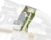 Vue en 3D d'un jardin public.