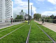 Une vue d'un tramway.