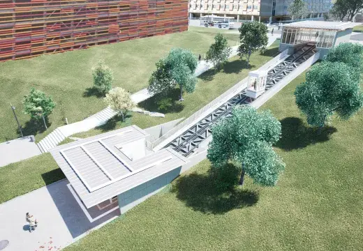 projection numérique des futurs ascenseurs urbains du CHU de Brest 