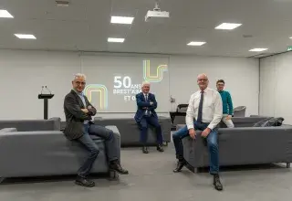 Stéphane Maby, François Cuillandre, Stéphane Roudaut et Armel Gourvil (de gauche à droite) sont revenus sur les 50 ans de Brest’aim