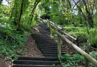 Des escaliers au cœur du parc de Kervallon