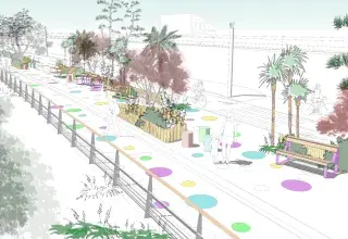 Projection numérique de la future promenade paysagère de Palaren