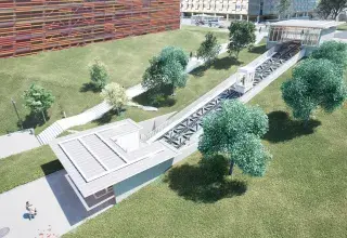 projection numérique des futurs ascenseurs urbains du CHU de Brest 