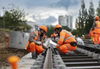 travaux d'aménagement de la deuxième ligne de tramway à Brest