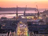vue en drone sur la ville de Brest et la rade